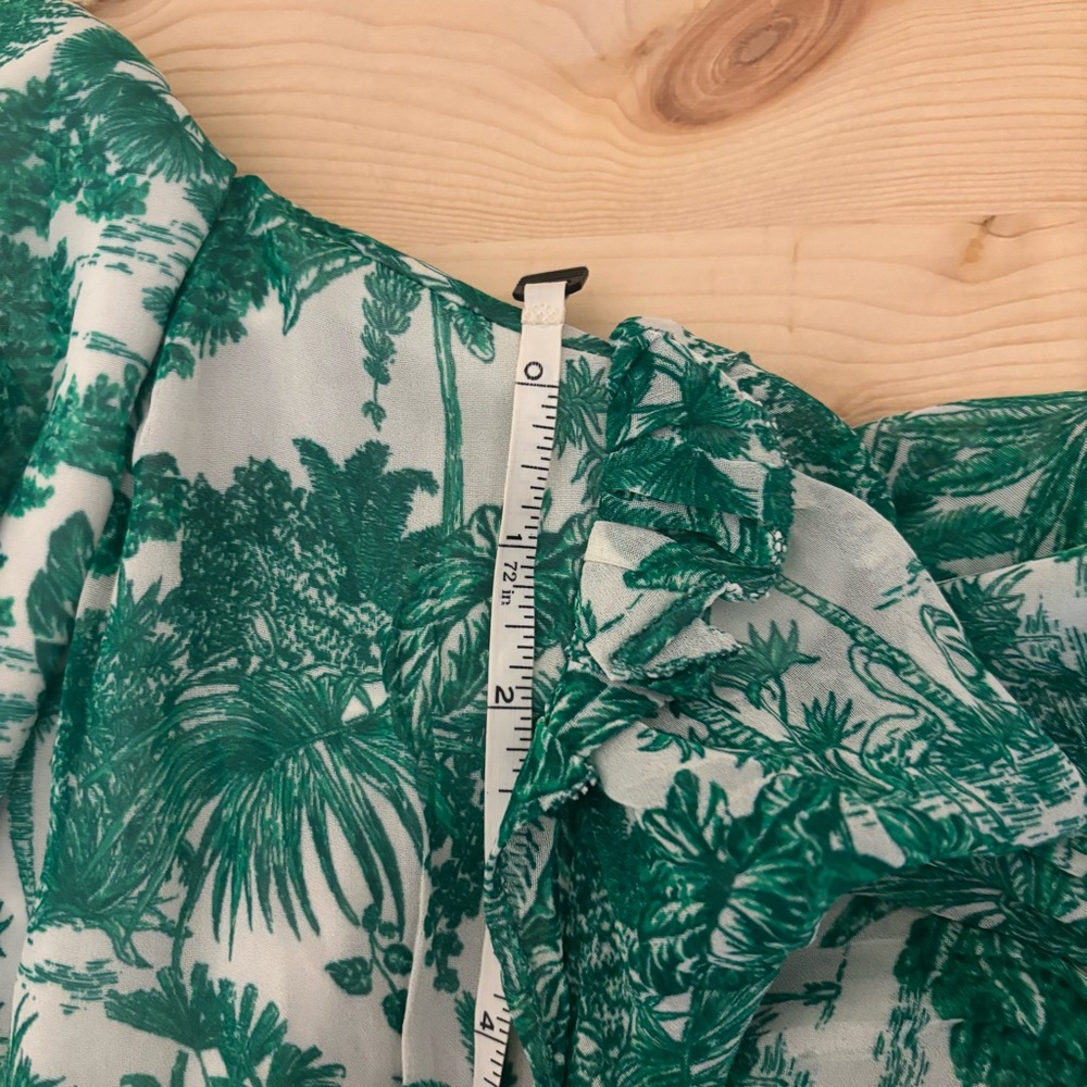 Vineyard Vines S Marthas Vineyard Tropical Toile Tie-Neck Midi Dress Green/White - Picture 14 of 16